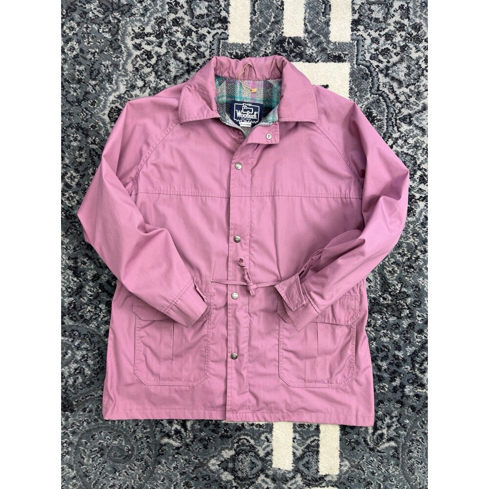 Vintage 90s Woolrich Plaid Lined Made in USA Pink Jacket Womens Large